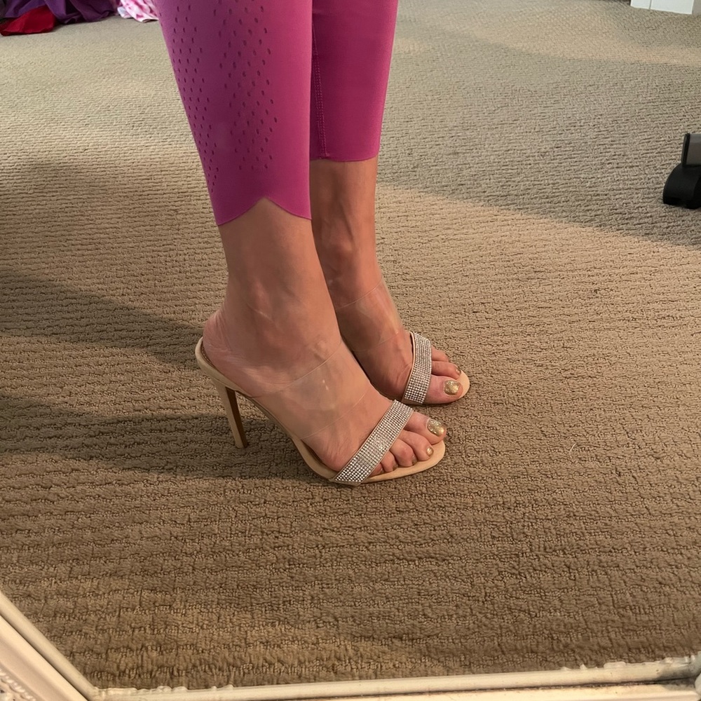 Forever 21 Size 7 1/2 Clear nude rhinestone heels